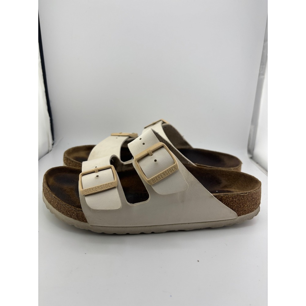 Birkenstock Arizona Cream Off White Two Strap Buckle Slide Sandals Womens 38 - Picture 2 of 8